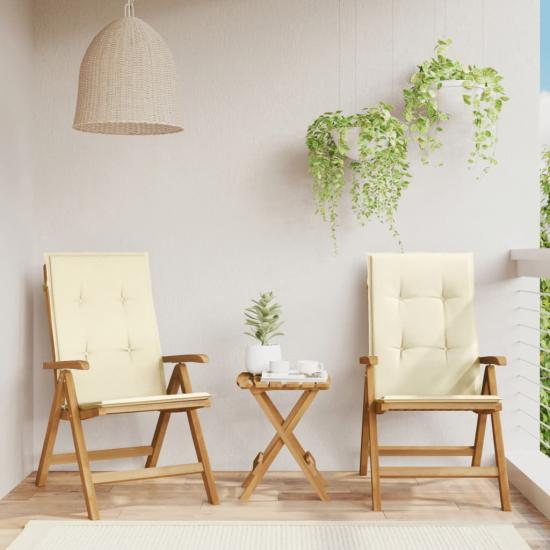 2 db tömör tíkfa dönthető kerti szék párnával
