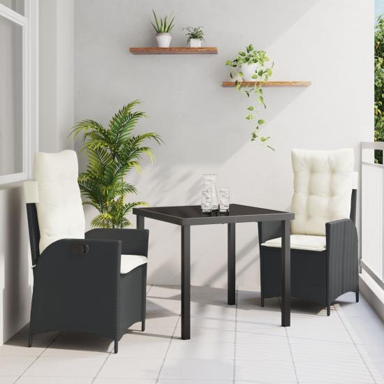 2 darab Fekete PE rattan Közepes Állítható kartámasz