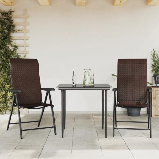 2 db barna polyrattan összecsukható kerti szék