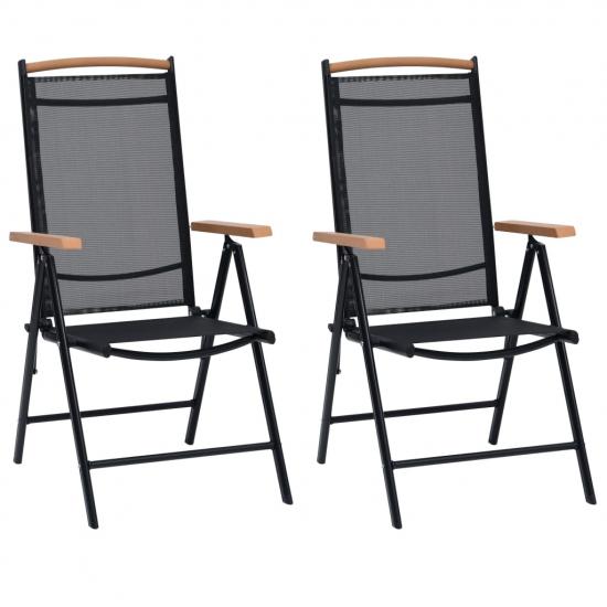 2 db fekete alumínium és textilén összecsukható kerti szék