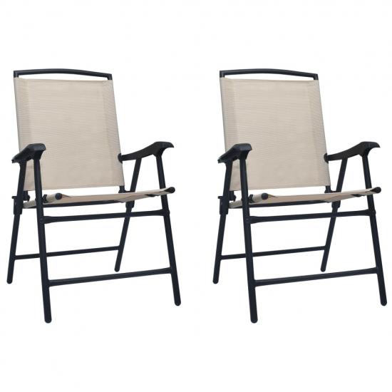 2 db krémszínű összecsukható kerti textilén szék