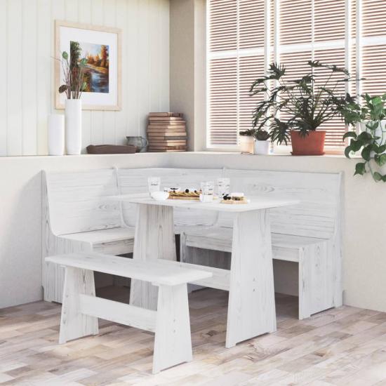Fehér tömör fenyőfa étkezőasztal paddal