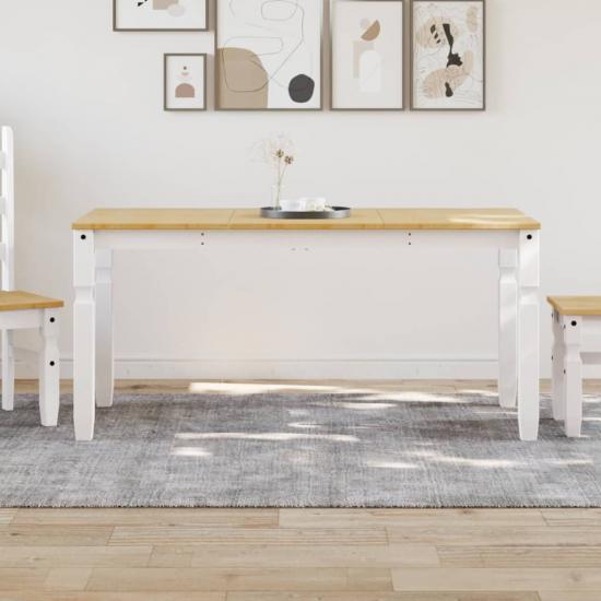 Corona fehér tömör fenyőfa ebédlőasztal 160 x 80 x 75 cm