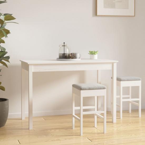Fehér tömör fenyőfa ebédlőasztal 110 x 55 x 75 cm