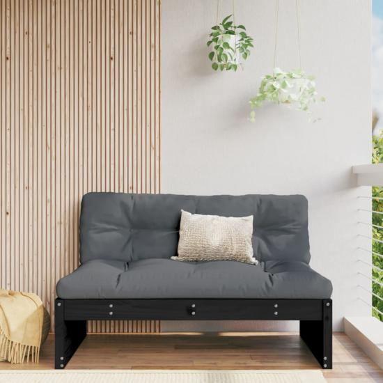 Fekete kerti tömör fenyőfa középső kanapé 120 x 80 cm