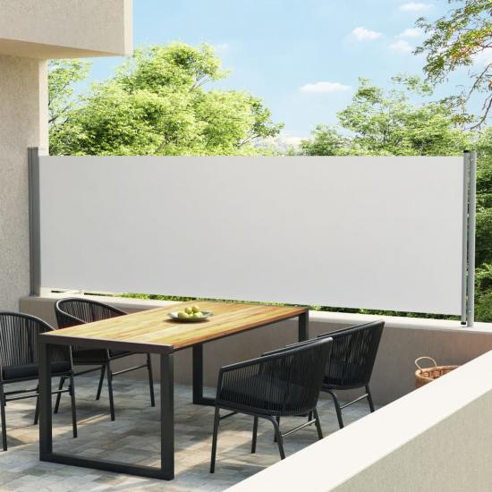 Krémszínű kihúzható oldalsó terasz-napellenző 140 x 600 cm