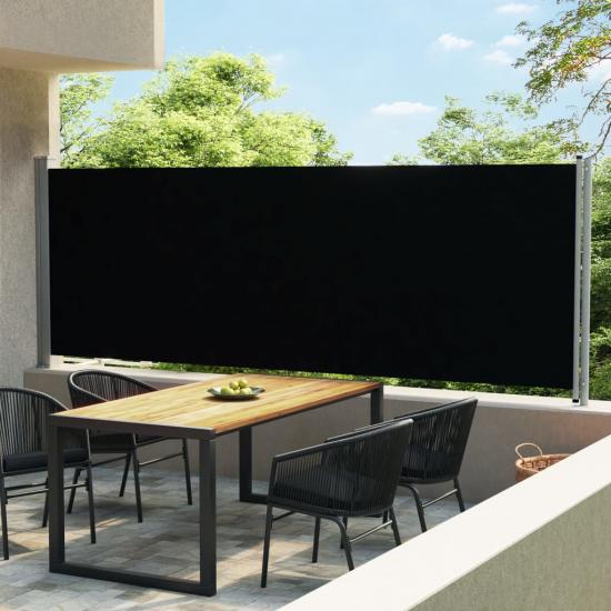 Fekete kihúzható oldalsó terasz-napellenző 600 x 160 cm