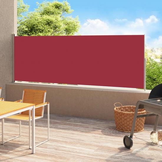 Piros behúzható oldalsó terasznapellenző 180 x 500 cm