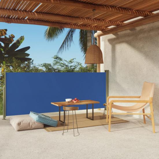 Kék behúzható oldalsó terasznapellenző 117 x 300 cm