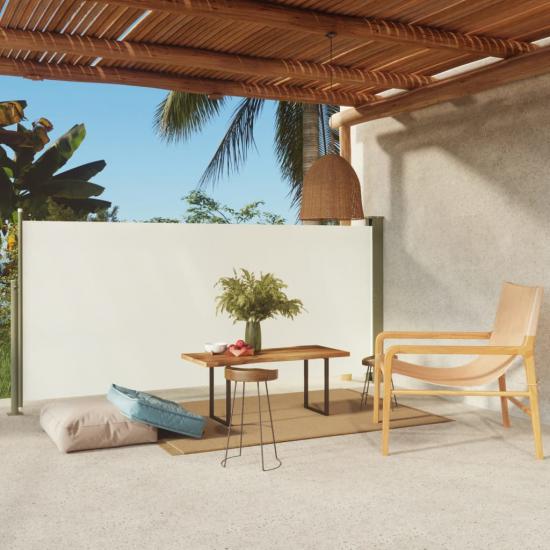 Krémszínű kihúzható oldalsó terasz-napellenző 140 x 300 cm