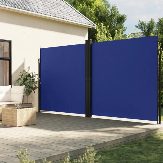 Kék behúzható oldalsó napellenző 220 x 600 cm