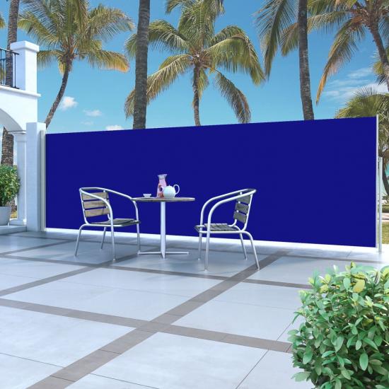 Kék behúzható oldalsó napellenző 160 x 500 cm