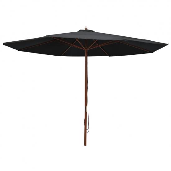 Fekete kültéri napernyő farúddal 350 cm