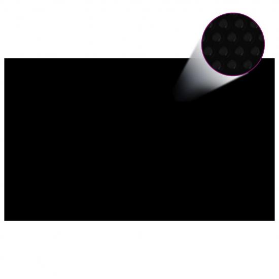 Fekete, négyszögletes PE medencetakaró 1000 x 600 cm