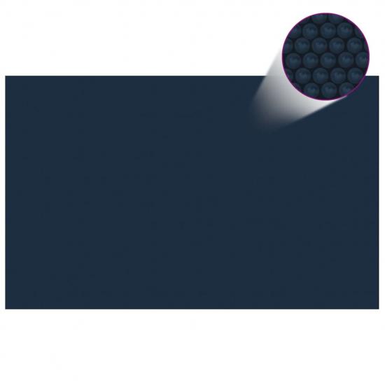 Fekete és kék napelemes lebegő PE medencefólia 800 x 500 cm