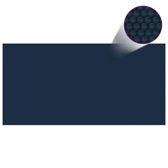 Fekete és kék napelemes lebegő PE medencefólia 1000 x 500 cm