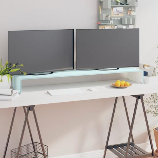 Zöld üveg TV állvány/monitor magasító 120 x 30 x 13 cm