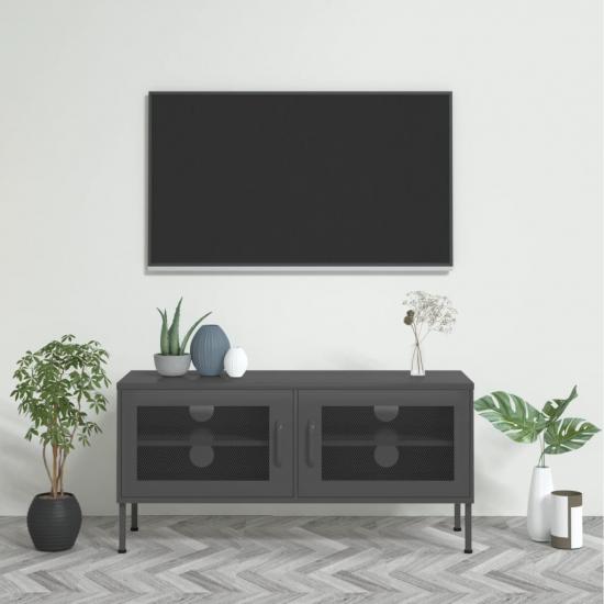  antracitszürke acél TV-szekrény 105 x 35 x 50 cm