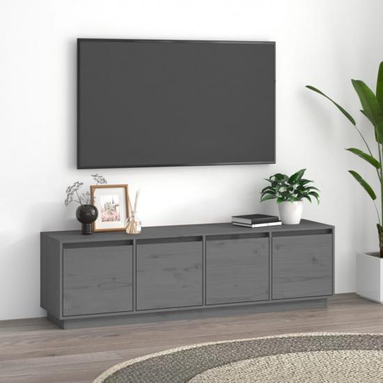 Szürke tömör fenyőfa TV-szekrény 156 x 37 x 45 cm