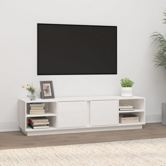 Fehér tömör fenyőfa TV-szekrény 156 x 40 x 40 cm