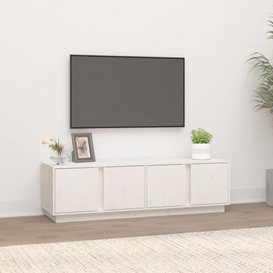 Fehér tömör fenyőfa TV-szekrény 140 x 40 x 40 cm