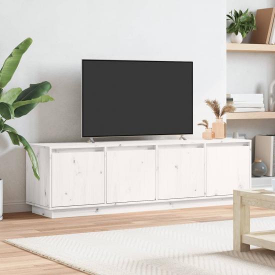 Fehér tömör fenyőfa TV-szekrény 156 x 37 x 45 cm