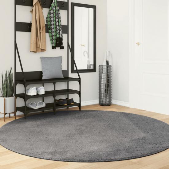 HUARTE antracit rövid szálú puha és mosható szőnyeg Ø 200 cm
