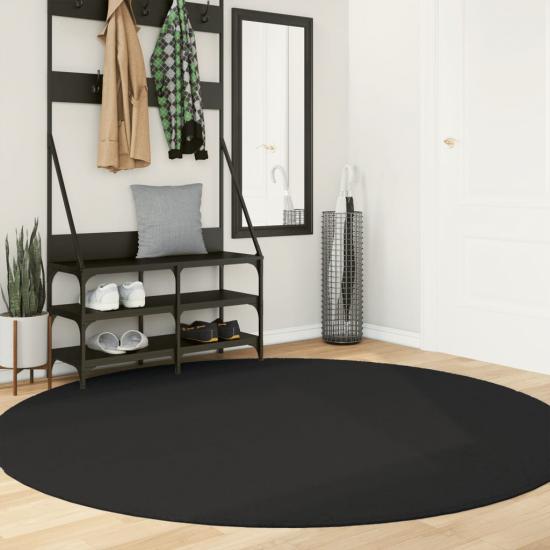 HUARTE fekete rövid szálú puha és mosható szőnyeg Ø 200 cm