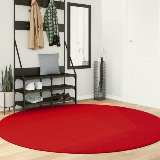 HUARTE piros rövid szálú puha és mosható szőnyeg Ø 200 cm