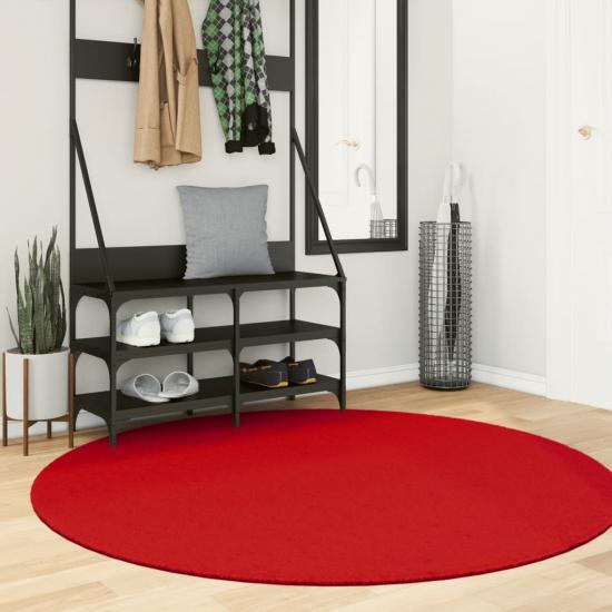 OVIEDO piros rövid szálú szőnyeg Ø 160 cm
