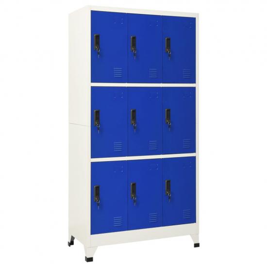 Szürke-kék acél zárható szekrény 90 x 45 x 180 cm