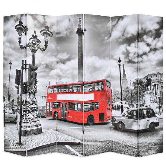 Fekete-fehér londoni busz mintás paraván 228 x 170 cm