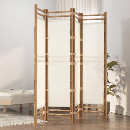 4 paneles összecsukható bambusz és vászon térelválasztó 160 cm