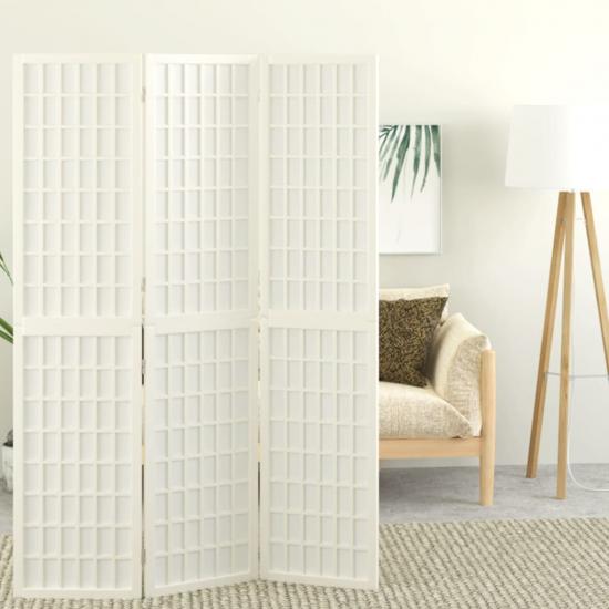 3-paneles fehér japán stílusú összecsukható paraván 120x170 cm
