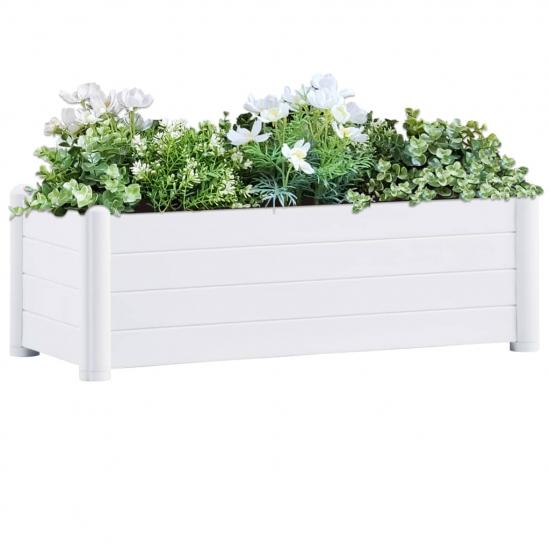Fehér kerti PP magaságyás 100 x 43 x 35 cm