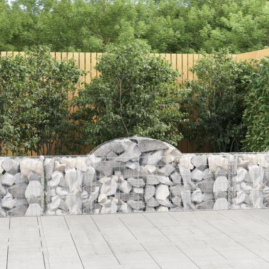 6 db íves horganyzott vas gabion kosár 200x30x60/80 cm