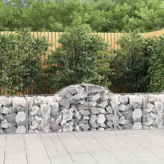 6 db íves horganyzott vas gabion kosár 200x50x60/80 cm