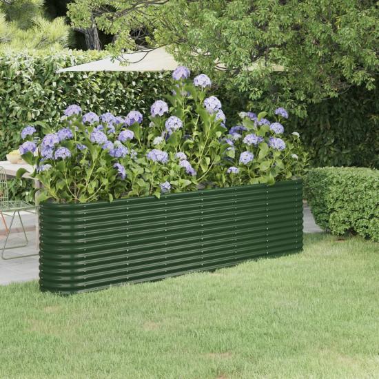 Zöld porszórt acél kerti magaságyás 260x40x68 cm
