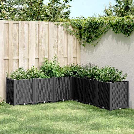 Fekete polipropilén kerti ültetőláda 160 x 160 x 53 cm