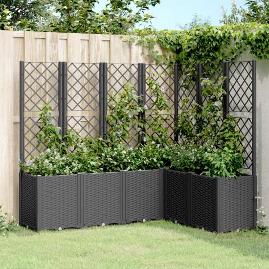 Fekete polipropilén rácsos kerti ültetőláda 160 x 120 x 140 cm