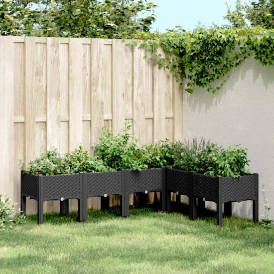 Fekete PP rácsos kerti ültetőláda 160 x 120 x 42 cm