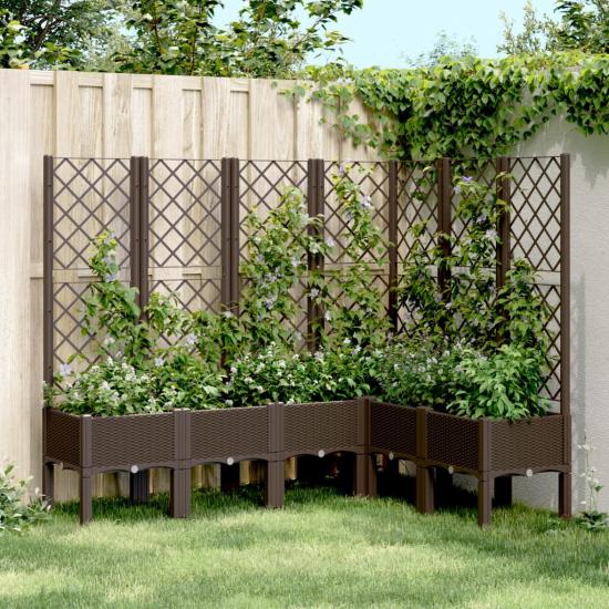 Barna polipropilén rácsos kerti ültetőláda 160 x 120 x 142 cm