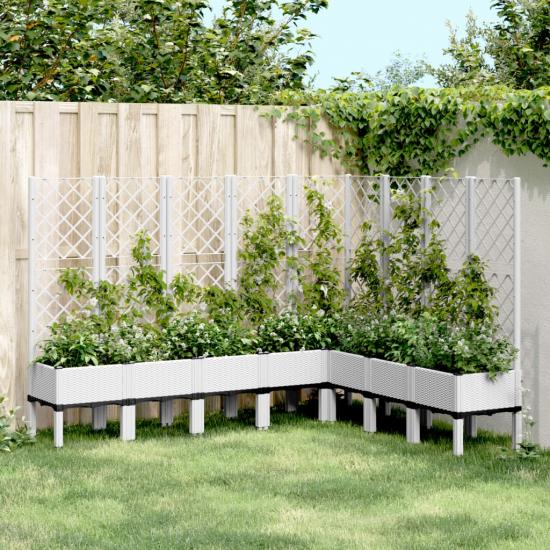 Fehér polipropilén rácsos kerti ültetőláda 200 x 160 x 142 cm