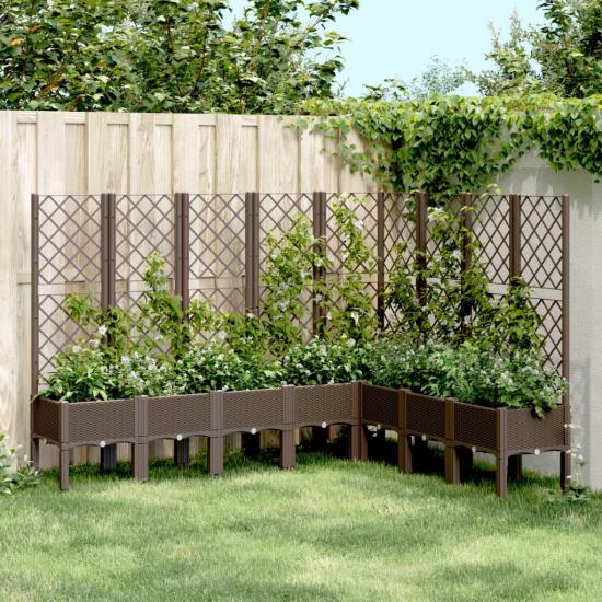 Barna polipropilén rácsos kerti ültetőláda 200 x 160 x 142 cm