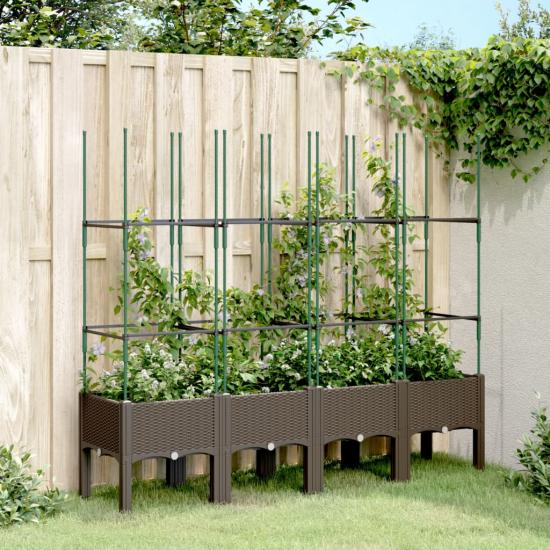 Barna polipropilén rácsos kerti ültetőláda 160 x 40 x 142,5 cm