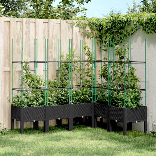 Fekete polipropilén rácsos kerti ültetőláda 160x120x142,5 cm