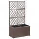 Barna rácsos polyrattan magaságyás 2 kaspóval 58 x 30 x 107 cm