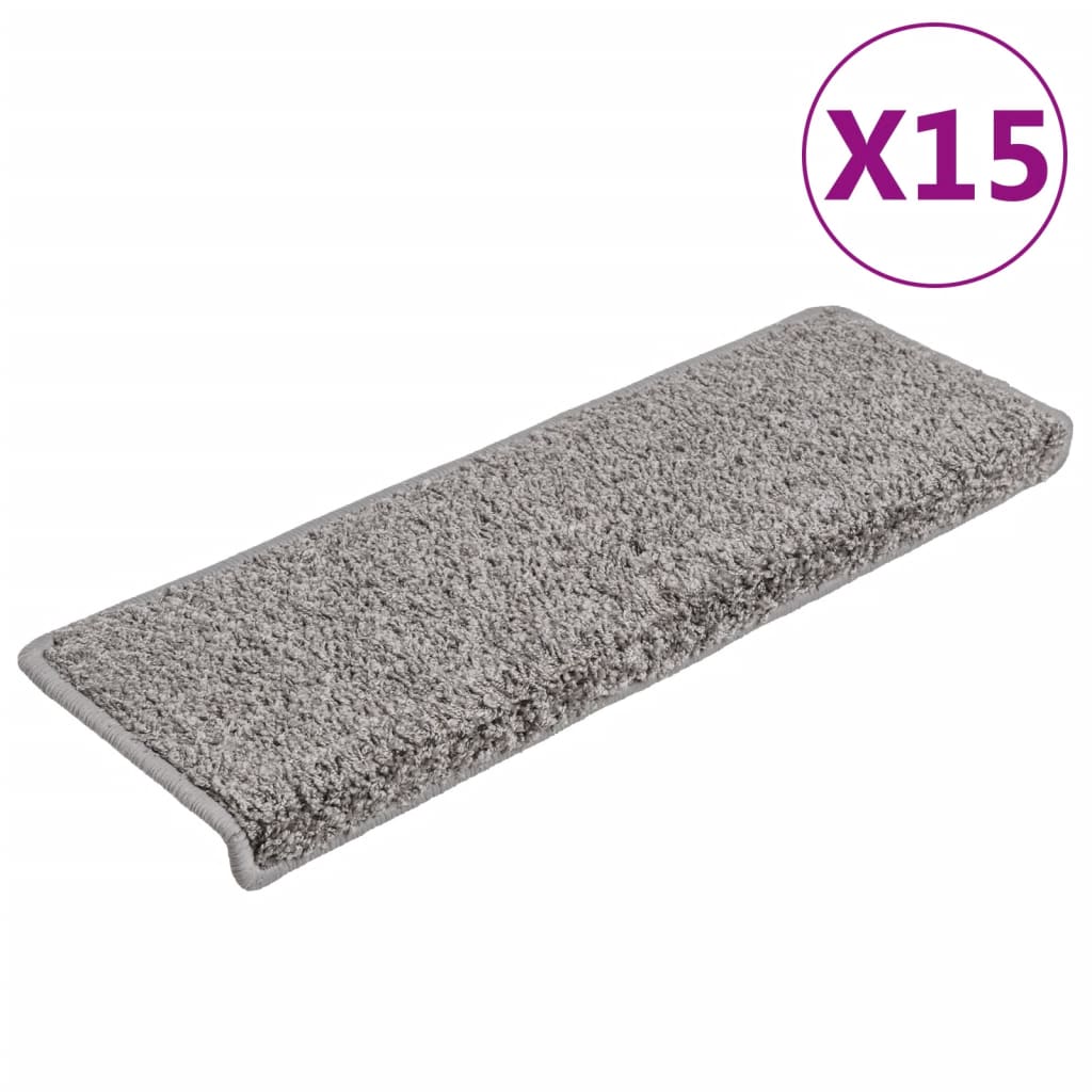 15 db szürke lépcsőszőnyeg, téglalap alakú széllel, 65 x 21 x 4 cm