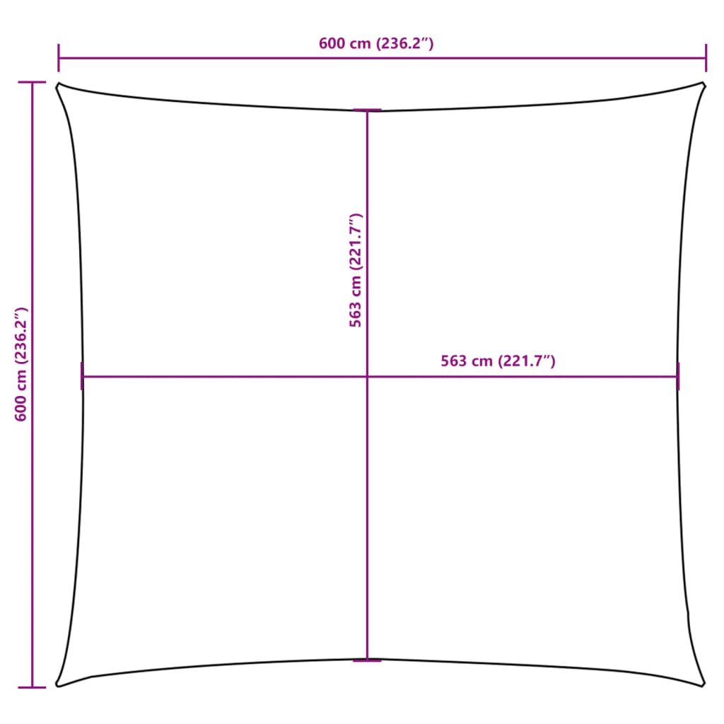 Terrakotta négyzet alakú oxford-szövet napvitorla 6 x 6 m