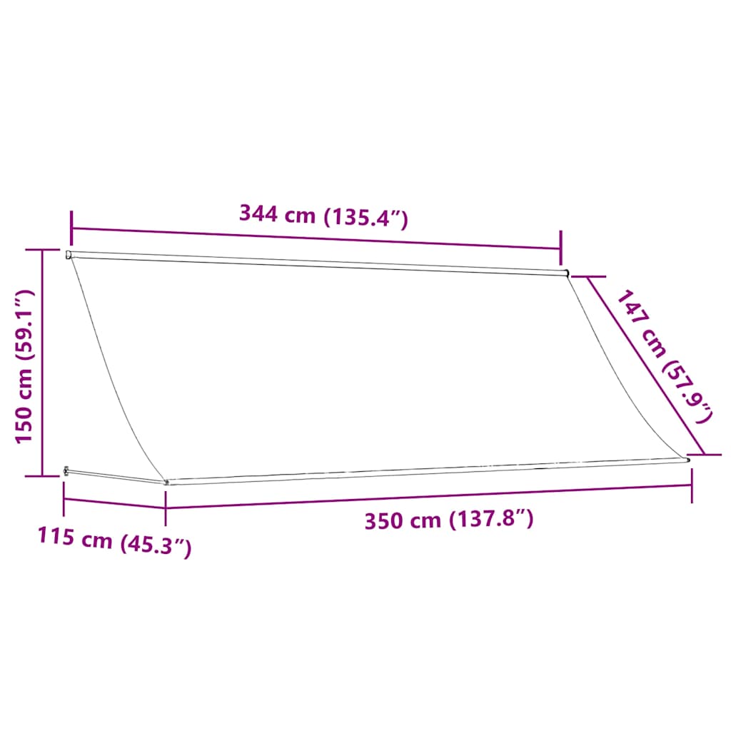 Feltekerhető antracitszürke napellenző 350 x 150 cm